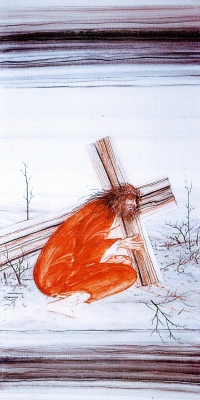 7. Station: Jesus fällt zum zweiten Mal unter dem Kreuz